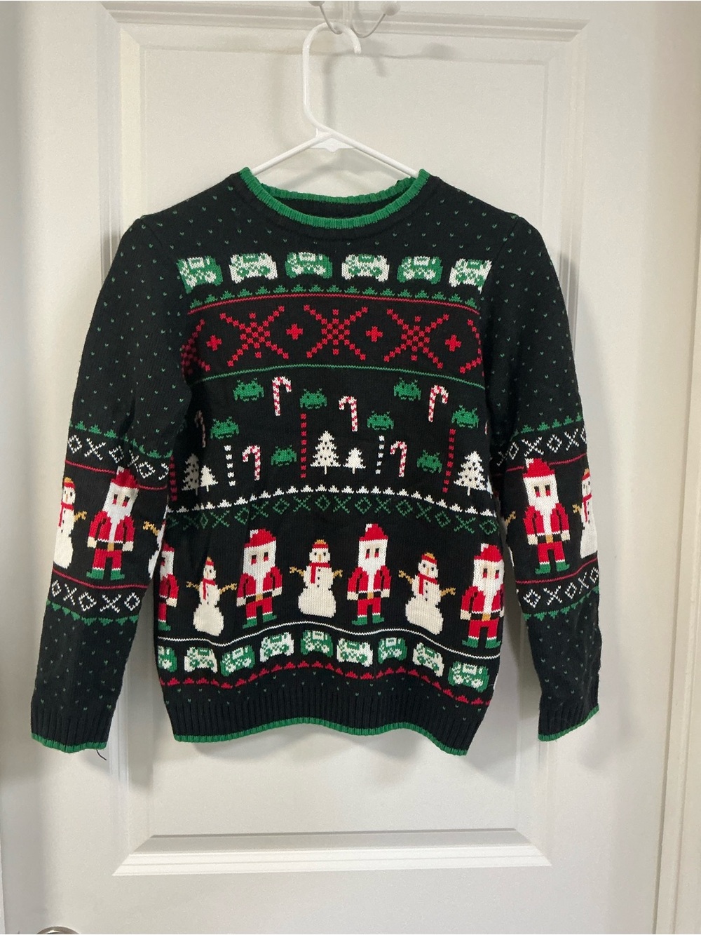 Holiday Time Boys L 10-12 Gamer Pixel Santa Ugly Christmas Sweater Video Game